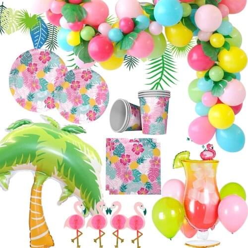 Hawaii Party Tableware Flamingo Themed Balloons for Summer Tropical Wedding Birthday Party Decoration Kids Gifts Supplies
