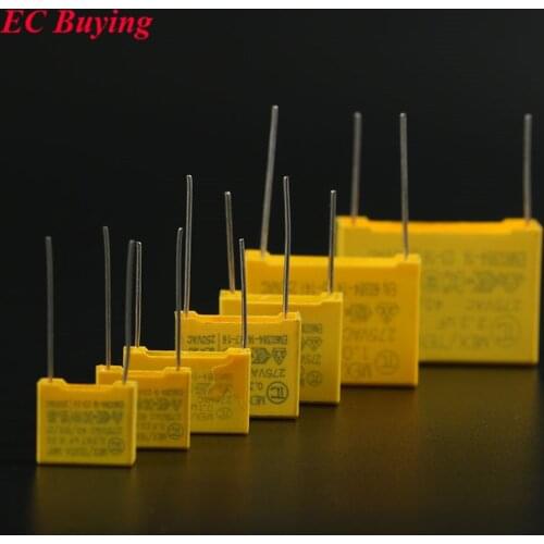 10Pcs Safety Capacitor 275VAC 105 1UF 223 0.022UF 225 2.2UF 334 0.33UF 473 0.047UF 474 0.47UF 104 0.1UF Capacitors X2