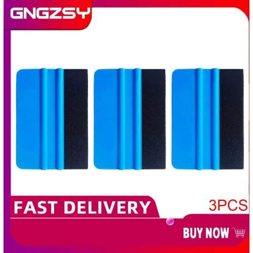 3pcs Blue Squeegee Durable PP Felt Wrapping Scraper For Car Window Film Bubble Glass Cleaning Accessories 3A02