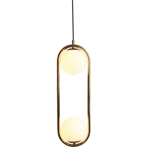 Nordic Oval Ring White Ball Glass Pendant Lights Cafe Restaurant Bar Bedroom Table Double head Hanging Lamps Mirror Headlights