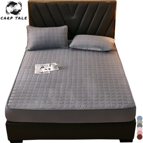 Quilted Elastic Fitted Sheet Thickened Bed Mattress Cover 6 Colors Mattress Protector Summer Sleeping Mat Bed Covers For Bedroom