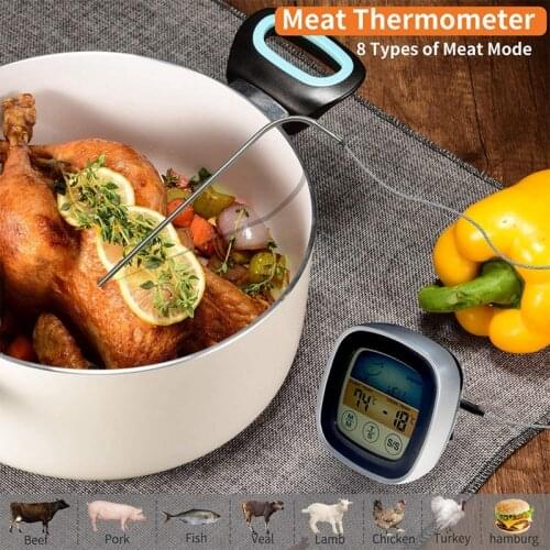 NHBR Instant Read Meat Thermometer Waterproof Digital Thermometer with Touchscreen Colour LED Display for Food Cooking