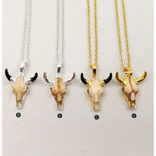 WT-N1030 WKT Wholesale New Arrival Top Fashion For Lady Decorate Resin Pendant Jewelry Cattle Horn Shape Unique Chain Necklace