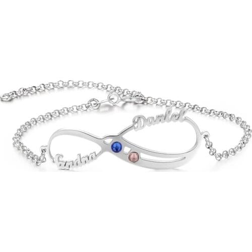 YSH new Personalized 925 Sterling Silver Infinity Bracelets with Birthstone Engraved Names Women luxury DIY Custom Jewelry gifts