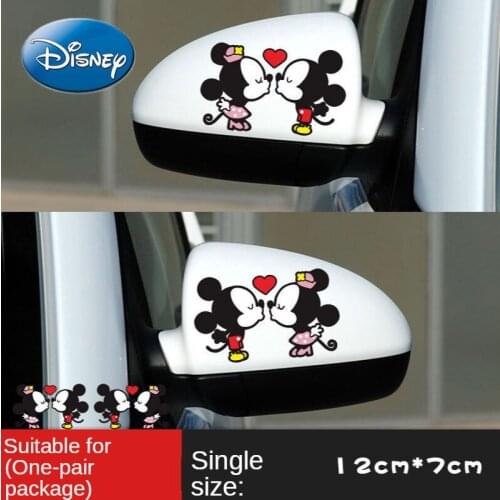 Disney Mirror Mickey Mouse Minnie Car Stickers Cute Cartoon Personality Creative Anti-scratch Rearview Decorative Waterproof