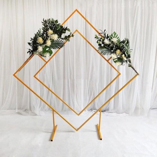Iron Rhombus Shelf Geometric Shaped Arches Backdrop Birthday Party Wedding Stage Background Outdoor Decorative Flower Stand