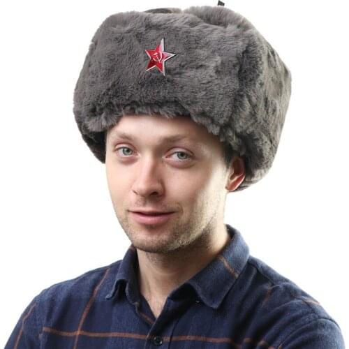 Women Mens Winter Ski Hats Faux Fur Russian Bomber Hat WindProof Warm Cap Unisex EarFlap WindProof Thermal Hats Snow Hats Cap