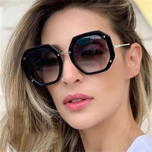 Oversized Octagonal Womens Sunglasses 2020 Luxury Vintage Gradient mens shades Big Black Sunglasses UV400 Metal Temples