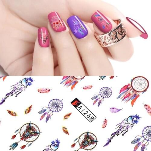 12pcs Water Transfer Dreamcatcher Nail Art Sticker Wrap Set Colorful Wind Chimes/Windmill/Feather Fantasy For DIY Nails