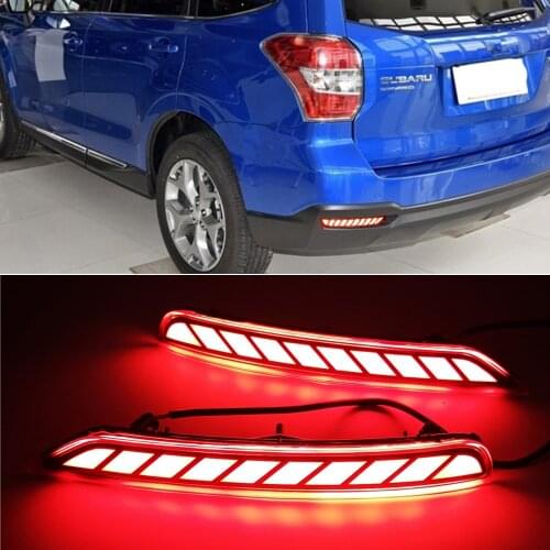 1Pair For Subaru Forester 2008-2018 LED Rear Bumper Reflector Light with siganls Car Driving Brake Fog Trim Molding Tail Lamp