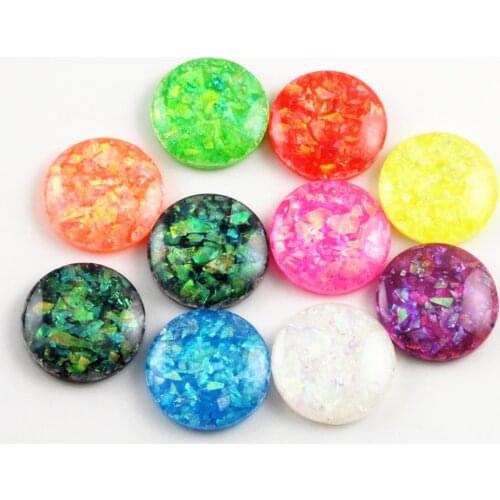 20mm 20pcs/Lot New Fashion Mix Color Built-in metal foil Flat back Resin Cabochons Cameo V7-07