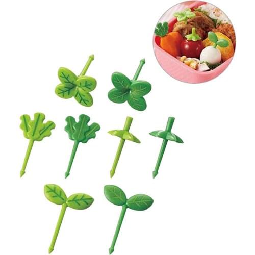8pcs Fruit Fork Toothpick Leaves Decoration Lunch Box Bento Accessories Small Salad Tiny Fork Mini Cake Picks For Kids