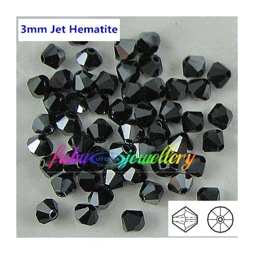 Free Shipping! 720pcs/Lot, AAA Chinese Top Quality 3mm Jet Hematite Crystal Bicone Beads