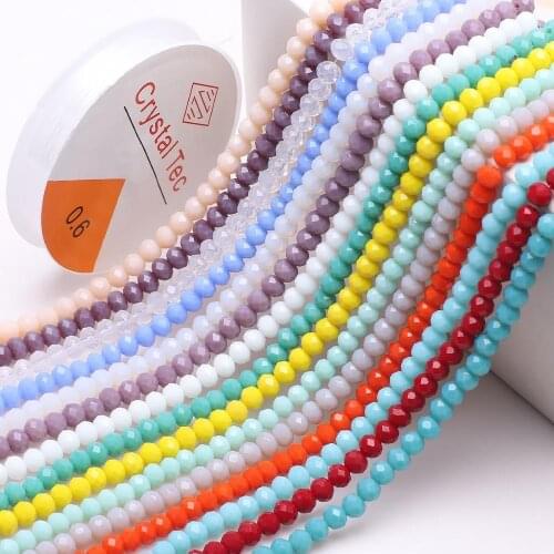 1350Pcs 15Colors Czech Glass Faceted Rondelle 6MM Crystal Round Beads DIY Making Jewelry With 1Roll 0.6mm Transparent Korea Line