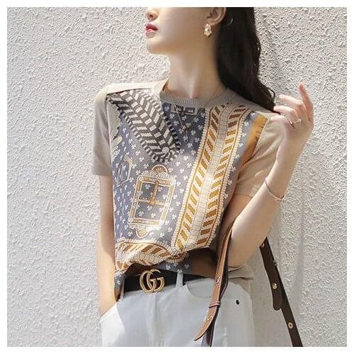 T-shirt womens T-shirt short sleeve loose T-shirt spring womens 2021 new fashion stitching Chiffon Top