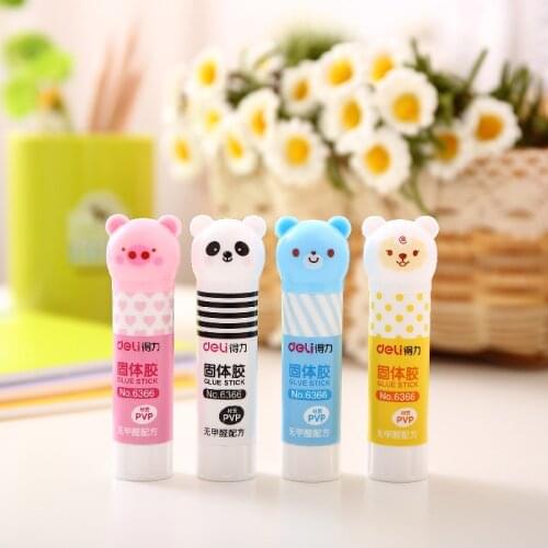 3pcs, deli9g cartoon solid glue student manual glue stick, high viscosity envelope glue PVA strong glue school office supplies