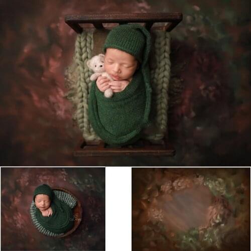 Brown Abstract Portrait Background for Photo Studio Green Texture Painting Newborn Adult Birthday Backdrop Photography Props