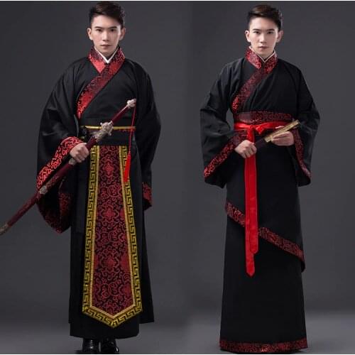 Chinese National Hanfu Black Ancient China Costume Hanfu Men Clothing Traditional National Tang Suit Stage Cosplay Costumes