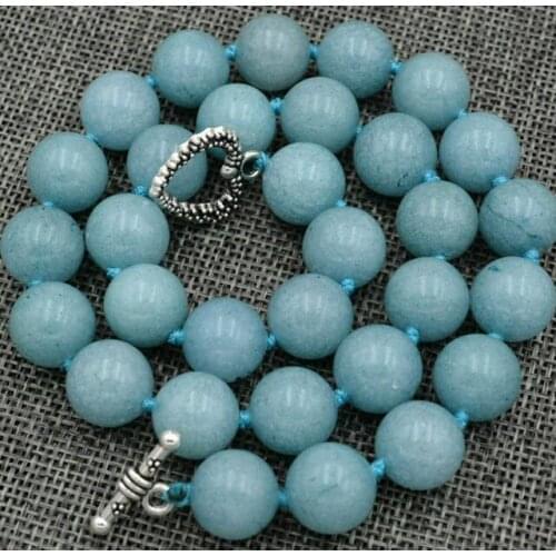 Beautiful 14mm Brazil natural Blue bead Necklace 18" 36"