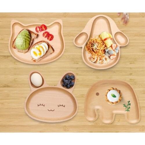 Cute Cartoon Innovative Rabbit-shaped Tray Natural Bamboo Baby Feeding Dessert Tableware Plate