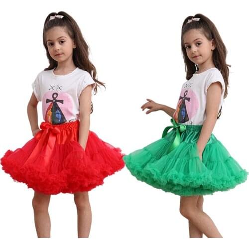Fashion Baby Girls Kids Tutu Skirt Super Fluffy Petticoat Princess Ballet Dance Layer Skirt Kids Chritsmas Halloween Chothes Red