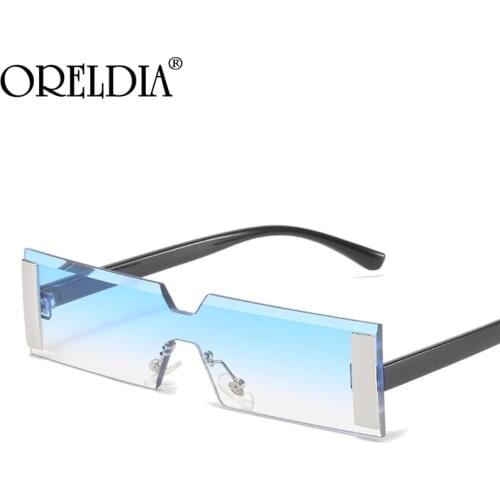 Fashion Square Small Sunglasses 2021 Women Retro Vintage One Piece Rimless Sun Glasses Men Punk Clear Blue Shades Eyewear UV400