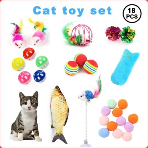 Cat Toy Set Funny Pet Interactive Fish Mouse Ball Catnip Toy Teaser Kittens Toys Goods Cats Games Accessories Supplies For