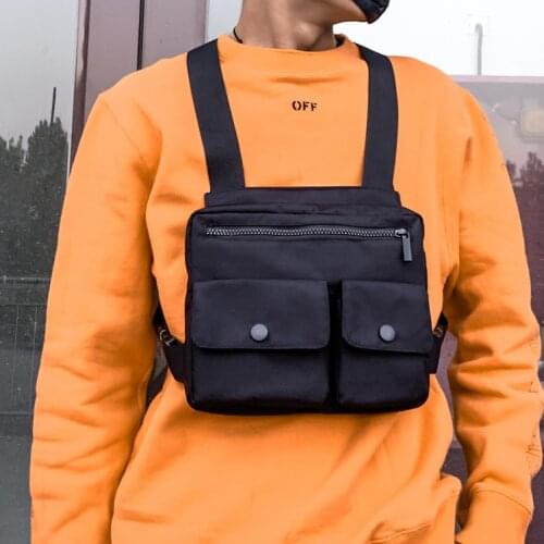 Men Oxford Chest Bag Outdoor Hip-Hop Tactical Streetwear Vest Chest Rig Bags Women Functional Waistcoat Chest Utility Pack