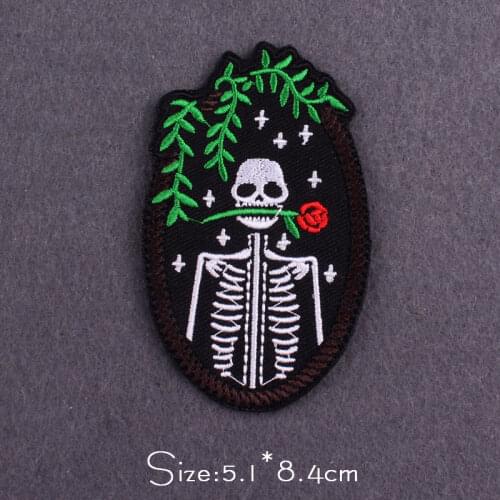 Punk Patches On Clothes Thermoadhesive Patches Brain/ Lips Embroidery Patch Iron On Patch For Clothing Hippie Skull Stripe Badge
