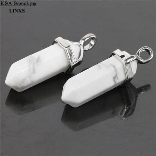 Natural Howlite Gems Stones Hexagonal Point Reiki Chakra Necklaces Earrings Pendant Beads Jewelry Craft Making Components