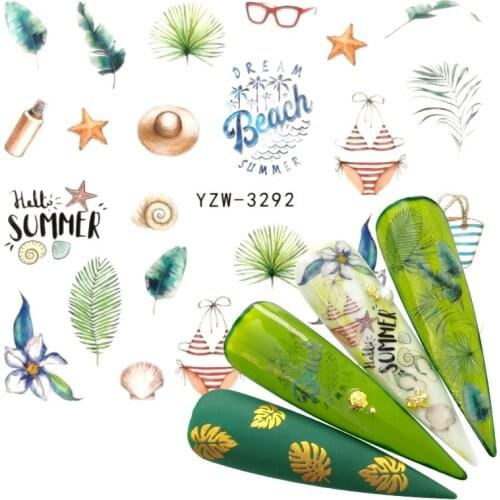 YWK 2020 New Nail Polish Sticker Water Decals Summer Beach Starry Sky Floral Slider Nail Art Decor Wraps Manicure