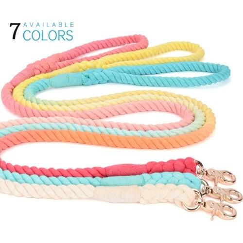 Color Dog Leash Round Pure Cotton Pet Leash Outdoor Dog Walking Training Cotton Rope 1.5m Mascotas Arnes Perro