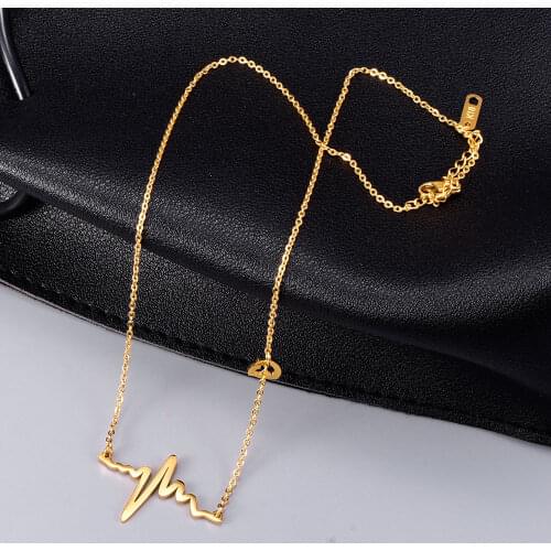 Amaiyllis 18K Gold Minimalist Heartbeat necklace Fashion Stethoscope Heartbeat Necklace Pendant Medical Nurse Doctor Lover Gifts