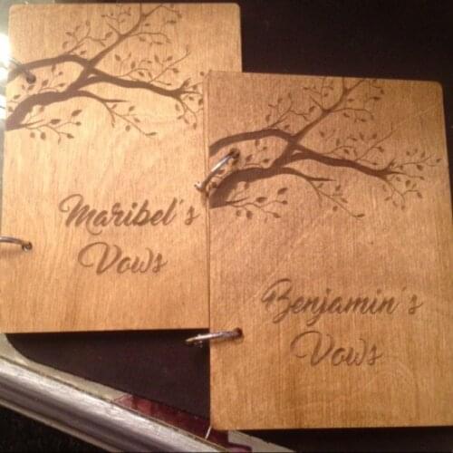 Personalize any name text rustic wooden Wedding His Her Vow Book Set Booklets Vows books Notebook Set Bridal Shower Gift