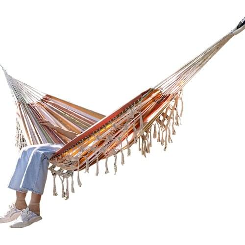 Portable Hammock Outdoor Hammock Garden Sports Home Travel Camping Swing Canvas Stripe Hammock thickened anti rollover chair