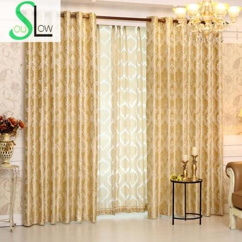 Romantic Jacquard Curtain Cloth Curtains And Tulle Modern Geometric Curtains Luxury Hotel Cortinas For Living Room French Floral
