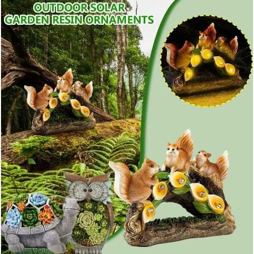Solar LED Garden Squirrels Resin Decoration Crafts Gardening Sculpture LED Lawn Lamp for Courtyard Landscape can CSV
