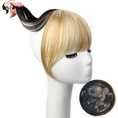 DIANQI Synthetic Air Bangs for Women Blonde Black Fake Anime Bang Topper Hair Extensions False Fringe Clip On Hair