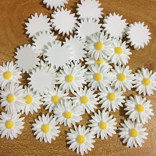 30-60pcs 26 mm DIY White Resin Sunflower flower flat back Scrapbooking For phone/ craft New