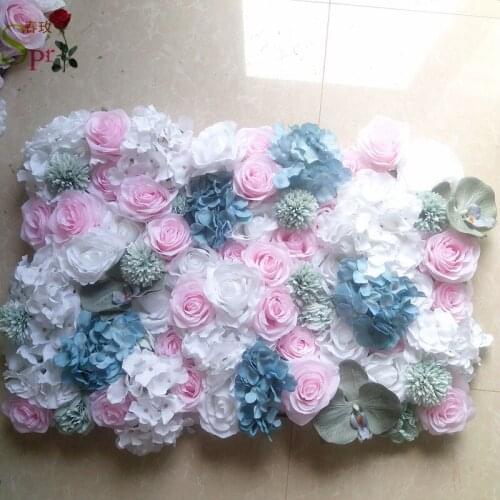 SPR with blue hydrangea rose flower wall panels wedding backdrop artificial flower row arch runner decorative flore arrangement