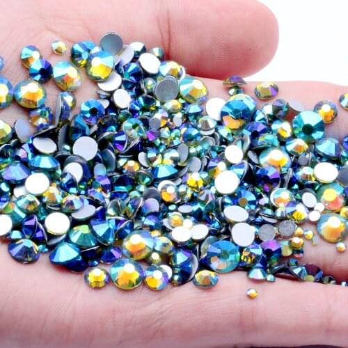 Glass Gems Crystal Rhinestones Nails ss3-ss30 And Mixed Olive AB Strass 3D Nail Art Jewelry Nails Design Glitter Decorations