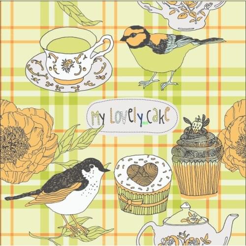 100%cotton fabric for dress British retro tea cuppattern custom printing fabric thin dress shirt sewing by yard