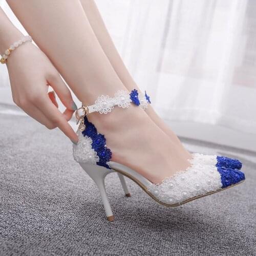 Women Pumps High Heels Shoes Fashion Office Shoes Stiletto Party Shoes Female Women Heels Colorblock lace banquet stage sandals