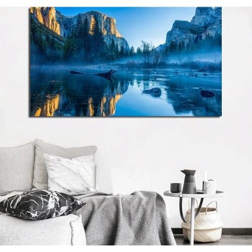 Mist Foggy Lake Dawn Sunrise Nature Landscape Art Canvas Poster Painting Oil Wall Picture Print Home Bedroom Decoration Artwork