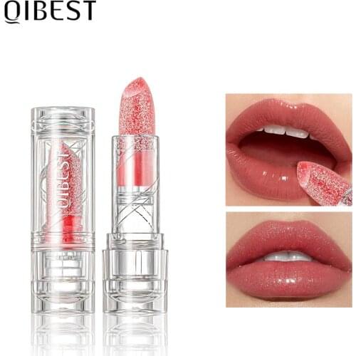 QIBEST Moisturizing Lip Balm Flavors Lip Plumper Makeup Color Changing Lips Care Cosmetics Glitter Nourish Lips Pink Lip Balm