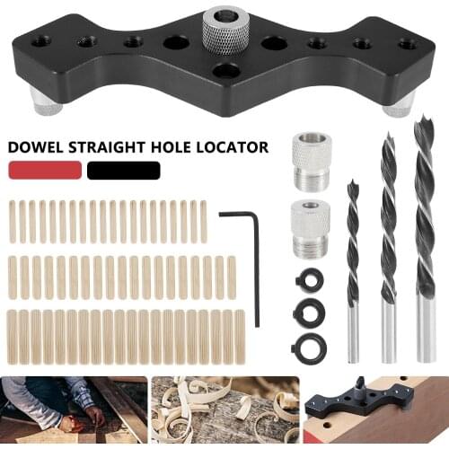 Alloy Vertical Pocket Hole Jig Woodworking 6/8/10mm Drilling Locator Wood Dowelling Self Centering Drill Guide Kit Hole Puncher