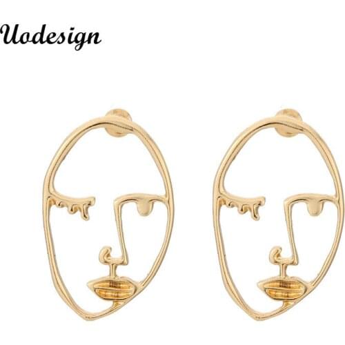 Vintage Alloy Face Pattern Drop Dangle Earrings for Female Ethnic Ears Accessories Earrings Jewelry