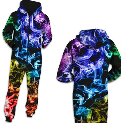 Adult Romper 3D Printed Tie Dye Loungewear Pajamas Winter Unisex Zip Jumpsuit Galaxy Hoody Couple onesie jacket suit Thick