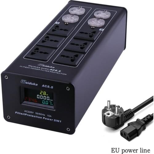 Weiduka upgraded version 3000W LED Display AC8.8 Audio Power Filter Purifier Conditioner Lightning Protection AC Power Outlet