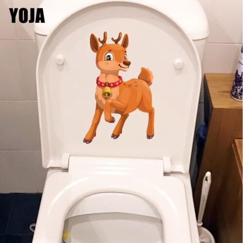 YOJA 15.9×25.6CM Deer Cartoon Kids Room Wall Decoration Funny Home WC Toilet Sticker Accessories T1-2796